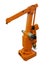 Orange industrial robot manipulator hand isolated on white background