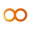 Orange infinity symbol icon. 3D-like gradient design effect. Vector illustration