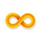 Orange infinity symbol icon from glossy wire with