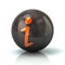 Orange information icon on black glossy sphere