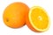 Orange and its cross-section 3d rendering with realistic texture