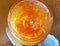 Orange jam jelly in a jar with orange peels fruit jam orange flavoring orange color sweet jam