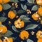 Orange jasmine flower pattern on the navy background