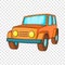 Orange jeep icon in cartoon style