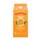 Orange juice box package with solid and flat color design style.