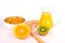 Orange juice and cereals with kiwi