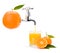 Orange juice flowing from big fruit