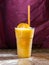 Orange juice frappe tastes fruit sweet and sour in glass