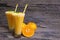 Orange juice fruit smoothies yogurt drink yellow healthy delicious taste in a glass.