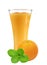 Orange juice in glass, fresh orange and mint herb