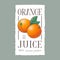 Orange juice label. Healthy fruit beverage. Two orange fruits with leaves on a white label with uneven edge.