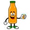 Orange Juice Mascot with a glass of Juice