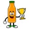 Orange Juice Mascot holding a Trophy