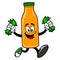 Orange Juice Mascot running with Money