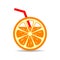 Orange juice and straw vector icon