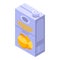 Orange juice tetra pack icon, isometric style