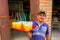 Orange juice vendor in the streets of Medellin