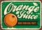 Orange juice vintage tin sign