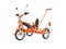 Orange kids bike with telescopic handle holder 3d render on white background no shadow