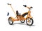 Orange kids bike with telescopic handle isolated 3d render on white background with shadow