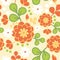Orange kimono flowers seamless pattern background