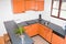 Orange kitchen set in modern style vintage