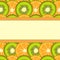 Orange and kiwi slice background with blank banner