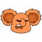 The orange koala head is sleeping hibernate, doodle icon drawing