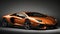 Orange Lamborghini Aventador with advanced aerodynamics with copy space for text