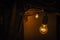 Orange lamp, lamp in a dark room, lamp in the basement, technical room