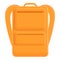 Orange laptop backpack icon, cartoon style