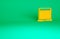 Orange Laptop with dollar icon isolated on green background. Sending money around the world, money transfer, online