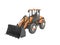 Orange large road frontal loader for road works 3D rendering on white background no shadow