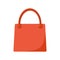 Orange large women`s shopping bag, isolated on a white background