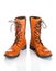 Orange leather boots