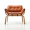 Orange Leather Lounge Chair With Wood Leg - Meticulous Design