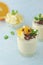 Orange lemon citrus milk mousse in glasses