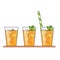 Orange lemonade with fruit slices, ice and meant in glass with straw, cut lemon and orange. on white background. Modern f