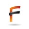 Orange Letter F with Black Glossy Stick isolated on a White Background