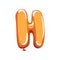 Orange letter H from English alphabet in shape of glossy