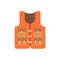 Orange life jacket. Safety life vest. Flat vector illustration