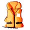 Orange life jacket on white background