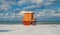 An orange lifeguard tower