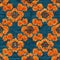 Orange and light-blue floral seamless pattern with texture of carpet