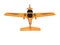 Orange light double airplane flies up 3d render on white background no shadow