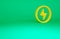 Orange Lightning bolt icon isolated on green background. Flash sign. Charge flash icon. Thunder bolt. Lighting strike