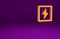 Orange Lightning bolt icon isolated on purple background. Flash sign. Charge flash icon. Thunder bolt. Lighting strike