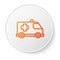 Orange line Ambulance and emergency car icon isolated on white background. Ambulance vehicle medical evacuation. White