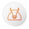 Orange line Bull icon isolated on white background. Spanish fighting bull. White circle button. Vector