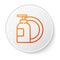 Orange line Dishwashing liquid bottle and plate icon isolated on white background. Liquid detergent for washing dishes